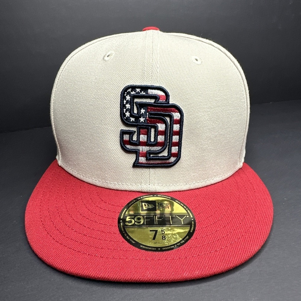 San Diego Padres New Era 59FIFTY July 4th Hat - Size 7 5/8 **NEW**